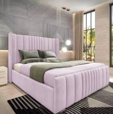 Image of Ottoman Bed Winged Plush Velvet New York Divan Storage Double & King Size Bed