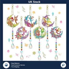 Image of DIY Diamond Painting Wind Chime Suncatcher 6 Pack Crystal Hanging Art Decor