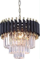 Image of Black and Gold Crystal Chandelier Ceiling Light Modern Pendant Light