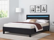 Image of Faux Leather Modern Bed Frame With LED 3ft 4ft 4ft6 5ft