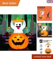 Image of Waterproof 5 FT Halloween Inflatable Ghost with LED Lights – Easy Setup