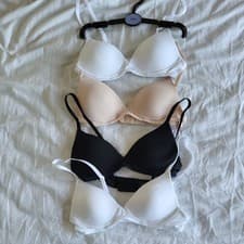 Image of Bra 30AA Pack Black White Beige Bras x 4 Non-Wire Teen Wirefree Padded
