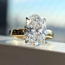 Image of 3.26Ct Oval Cut Moissanite Solitaire Bold Engagement Ring Solid 9Ct Yellow Gold