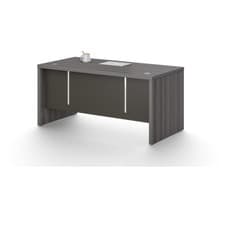 Image of Modern Grey Oak Executive Office Desk with Optional Pedestal & Desk High Return