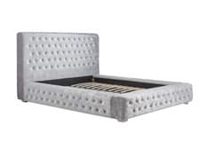 Image of Birlea Grande Fabric Bed Super King Size Velvet Grey Buttoned Headboard
