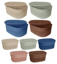 Image of SMALL / LARGE Shelf Storage Basket with Lid & Handle Home Office Toiletries Toys