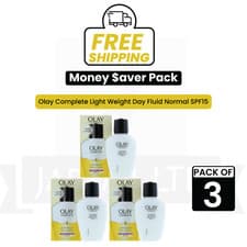 Image of 3 X Olay Complete Light Weight Day Fluid 100ml–SPF15 Moisturiser for Normal Skin