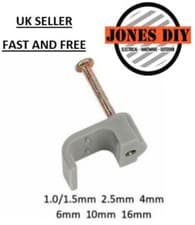 Image of TWIN AND EARTH CABLE CLIPS FLAT GREY PLASTIC CABLE CLIP WITH NAILS TWIN & EARTH
