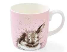 Image of Wrendale Bathtime Bunny Mug Royal Worcester Rabbit Pink Bone China Cup Gift Box