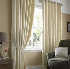 Image of Tivoli Blackout Eyelet Curtains Pair with Tiebacks Cream Fully Lined New 90 X 90