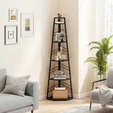 Image of Corner Bookcase, 5-Tier Floor Standing Bookshelf for Study, Bedroom