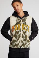 Image of NWT Puma x Market AOP Quilted Vest Embroidered Full Zip, TAN, Size M