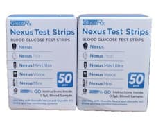 Image of 2 x 50 GlucoRx Nexus Blood Glucose Diabetic Test Strips Use By 25.11.26 Freepost