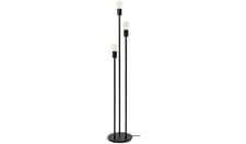 Image of Exposed Bulb 3 Light Floor Lamp Black Modern Industrial Living Room