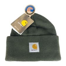 Image of Carhartt Unisex OS Green  Acrylic Knit ESPN The Party Logo Cuffed Beanie Hat NWT