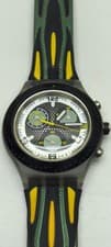 Image of Swatch SVCM4004 Irony Diaphane 2007 Chrono green black yellow watch NEW