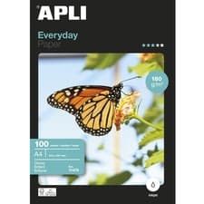 Image of APLI Everyday Paper Glossy 180gsm A4 Ref 11475 [100 Sheets] a4, White 