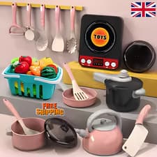 Image of 28Pcs Kids Play Kitchen Toy Childrens Cooking Utensils Pans Pots Accessories Set