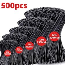 Image of 500 Pack Of Cable Ties Black 100/150/200/250/300mm Nylon Zip Tie Wraps UK Seller