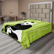 Image of Animal flat bed sheet Panda in Bamboo Forest