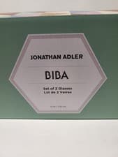 Image of NEW Set 2 Jonathan Adler Biba Ribbed Aquamarine Tumbler 13oz Glasses, Opened Box