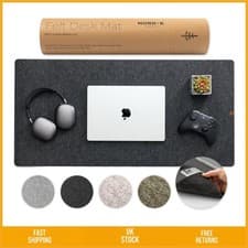 Image of Large Felt Desk Mat Non Slip Keyboard Mouse Pad Charcoal 89 x 43 cm