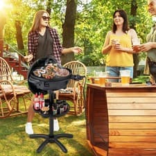 Image of Dual Zone Electric BBQ Grill Non-Stick Plate Indoor Outdoor Barbecue