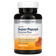 Image of American Health Super Papaya Enzyme Plus Chewable 180 Tablets Free P&P UK Stock