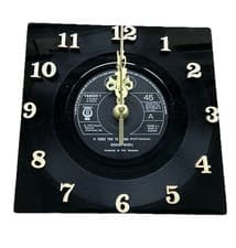 Image of 7” Vinyl Record Wall Clock, Hand Crafted From An Original 7” Square Vinyl Record