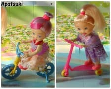 Image of Kids Toy Set Miniature 1/12 Dollhouse Toy Scooter Bicycle Mini For 11.5" Doll