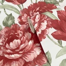 Image of Fayre Red Floral Vinyl Wallpaper Muriva 194303