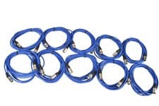 Image of 6m Microphone Cables in Blue Balanced XLR to XLR Supplied in Pack of 10