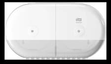 Image of Tork SmartOne Mini Twin Toilet Roll Dispenser White T9 682000 Wall Mounted