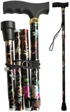 Image of TAMAKA® Folding Compact Ladies Flower Floral Walking Stick Adjustable - upto 37"