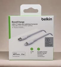Image of BELKIN Fast USB Type-C To Apple Lightning Cable 1m White NEW 1m MFI Certified