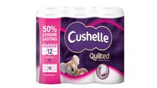 Image of Cushelle Quilted 3-Ply Toilet Rolls 50% Longer Rolls Pack of 12