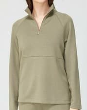 Image of Very Essentials Premium Soft Touch Half Zip Co Ord Top - Khaki Size 18