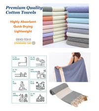 Image of Large Towel Lightweight Cotton Beach Bath Yoga Gym Turkish Peshtemal Absorbing