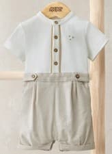 Image of Mamas & Papas Stripe Mock Shortie Romper 3-6 Months Brand New With Tag Attached