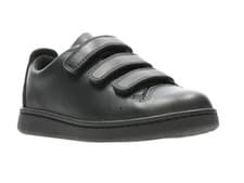 Image of Clarks Kids Infants Street Swift Hook & Loop School Shoes Size 11.5k F Fit Black