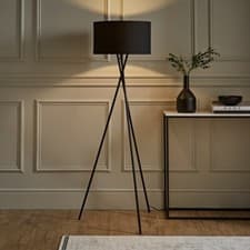 Image of Tripod Floor Lamp Standard Reading Light For Living Room Lampshade LED Bulb