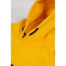 Image of Caterpillar Trademark Hooded Sweatshirt Yellow/Black Embroidered logo on chest
