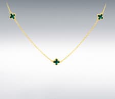 Image of 9CT YELLOW GOLD 3 X 6.5MM MALACHITE NECKLACE 41-43CM/16-17"