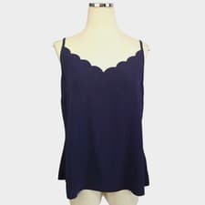 Image of Ted Baker Siina Scallop Cami Top Navy Blue Sleeveless TED 4/ US 10 Luxury