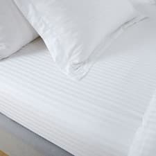 Image of 100% EGYPTIAN COTTON SATEEN 300TC WHITE SATIN STRIPE  FITTED SHEET HOTEL QUALITY