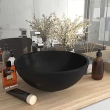 Image of Luxury Bathroom Basin Round Matt Black 32.5x14 cm Ceramic