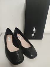 Image of DUNE UK5 EU38 Block Low Heel, Black Reptile Effect NEW