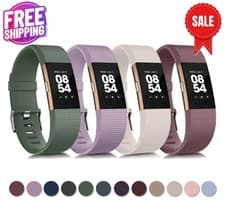 Image of For Fitbit Charge 2 Strap Replacement Silicone Wristband Watch Metal Buckle