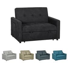 Image of HOMCOM Fabric Convertible 2 Seater Sofa Bed with 2 Cushions for Living Room