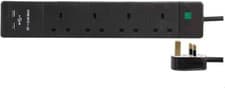 Image of 2 Metre 4 Gang Surge Protected Extension Lead with 2 USB Ports Black/White